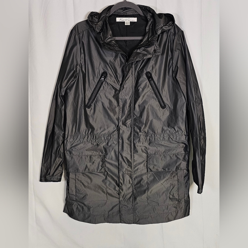 Kenneth Cole hooded lightweight long jacket in dark silver. Men's Sm. EUC - Picture 12 of 13